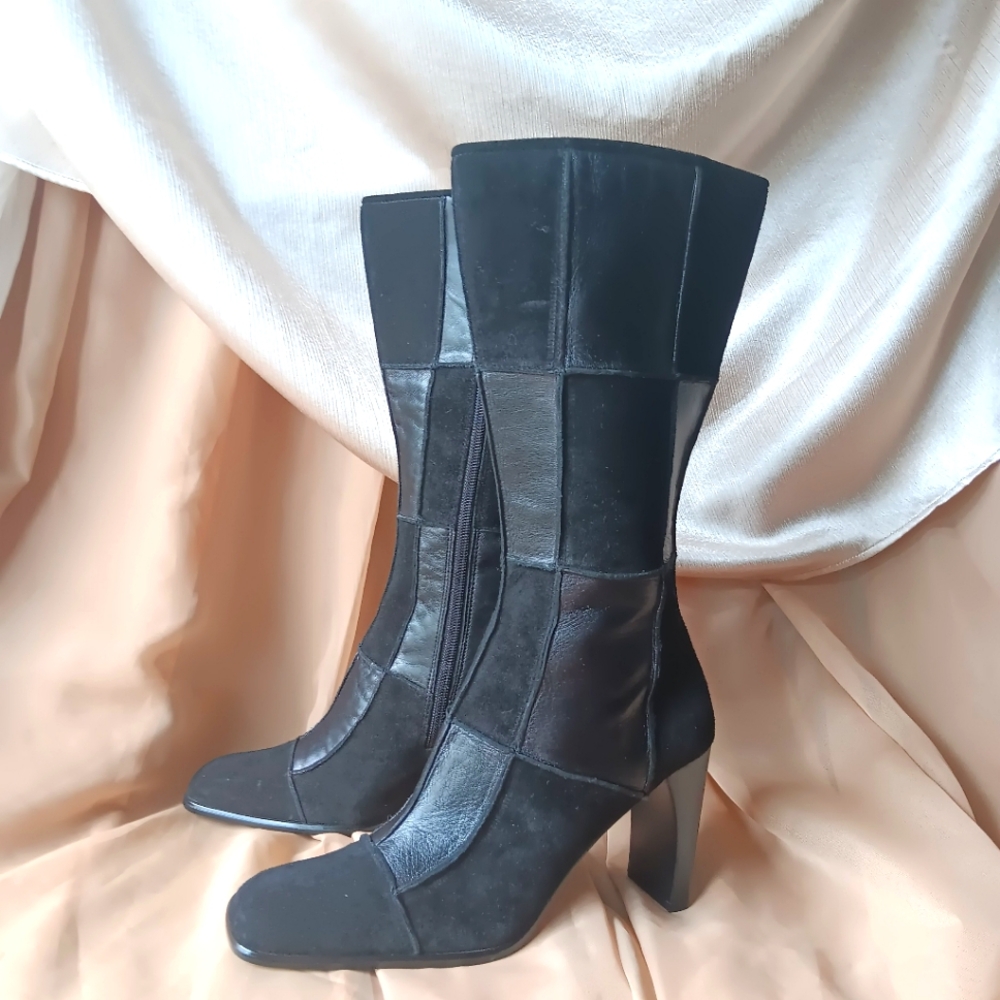 ❣️ SOLD ❣️ Me Too Black Leather Patchwork Boot
